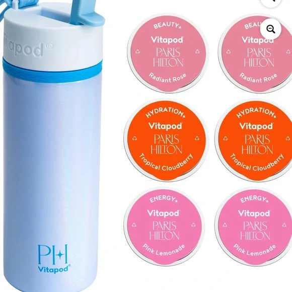 Paris Hilton PH Vitapod Iridescent Light Blue Sip Bottle - Picture 2 of 5